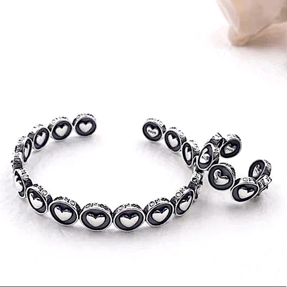 Sterling Silver Heart Bangle Ring Matching Set - Picture 3 of 8